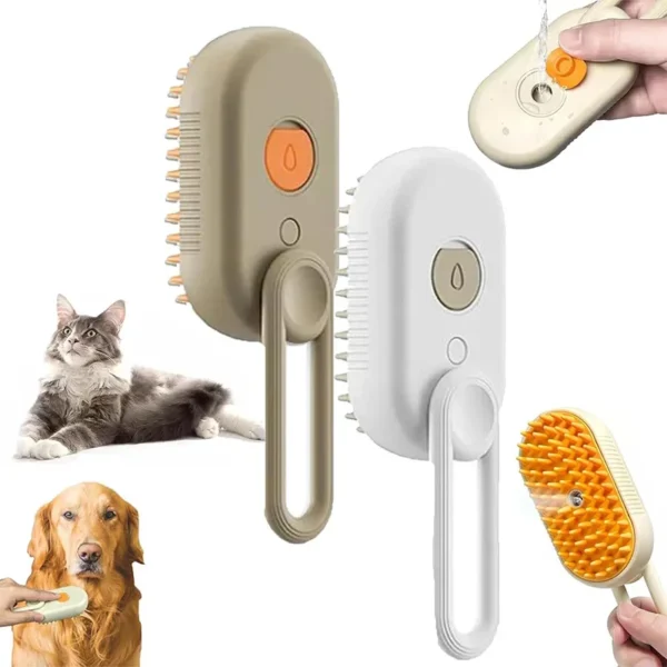 S0de75d0fe41946e683307a1128c19950b-1.webp USB Rechargeable Pet Grooming Brush - 3-in-1 Steam, Massage & Hair Removal