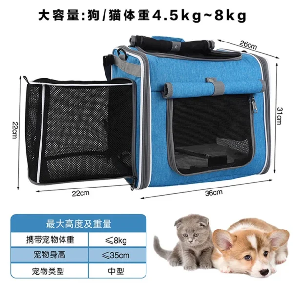 Dog or Cat Bike Basket Expandable Soft Sided Pet Carrier Backpack with 4 Open Doors Foldable Dog Bike Carrier