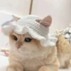 S1033832673a04ab59c3a6c57df6b3cd1l.webp Cute Cat Hat Funny Pets Party Cosplay Headwear Delicate Hemming Pendant Decor Elasticity Knitted Hat Pet Accessories