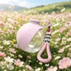 2-in-1 Portable Dog Water Bottle with Lanyard Hook Foldable Silicone Dog Bowl Leak-proof Compact Travel Pet Feeding Bottle