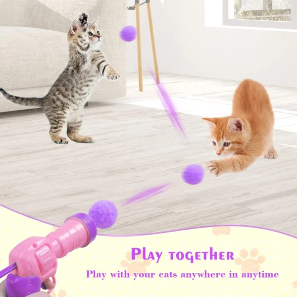 Cat Ball Launcher Toy - Plush Balls with Shooting Gun