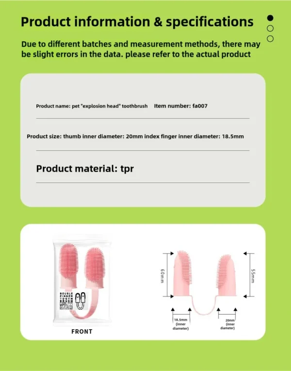 Finger Toothbrush for Pets - Food Grade Silicone Dental Care for Dogs & Cats