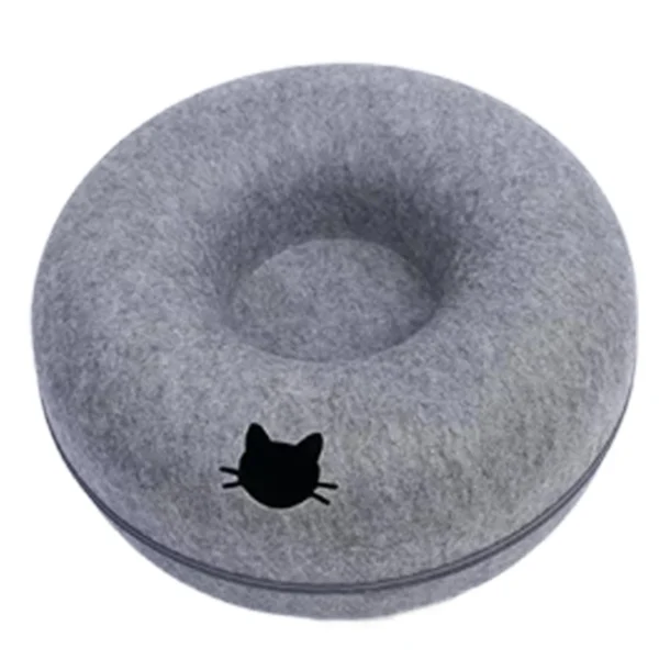 Felt Donut Cat Bed - 2-in-1 Convertible Tunnel & Lounge