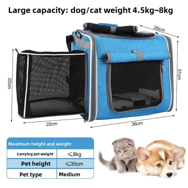 Dog or Cat Bike Basket Expandable Soft Sided Pet Carrier Backpack with 4 Open Doors Foldable Dog Bike Carrier