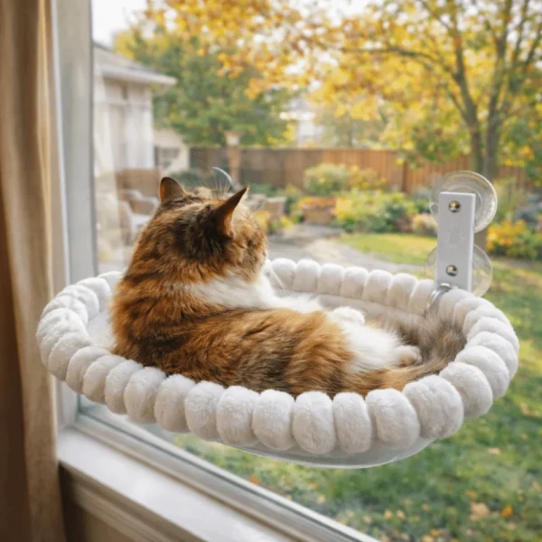 S208dcf4ead1a42e98add6ffc1d94bb69b.webp Detachable Cat Desk Hammock No-punching Strong Load-bearing Window Cat Hammock Stable Comfortable Pet Hanging Bed Balcony