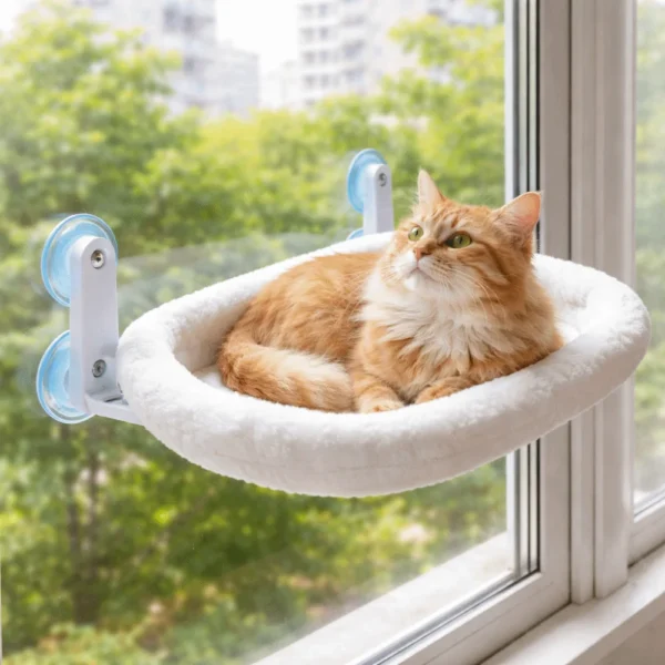 S22844d88dc5d45beb305f83ff19baf688.webp Detachable Cat Desk Hammock No-punching Strong Load-bearing Window Cat Hammock Stable Comfortable Pet Hanging Bed Balcony