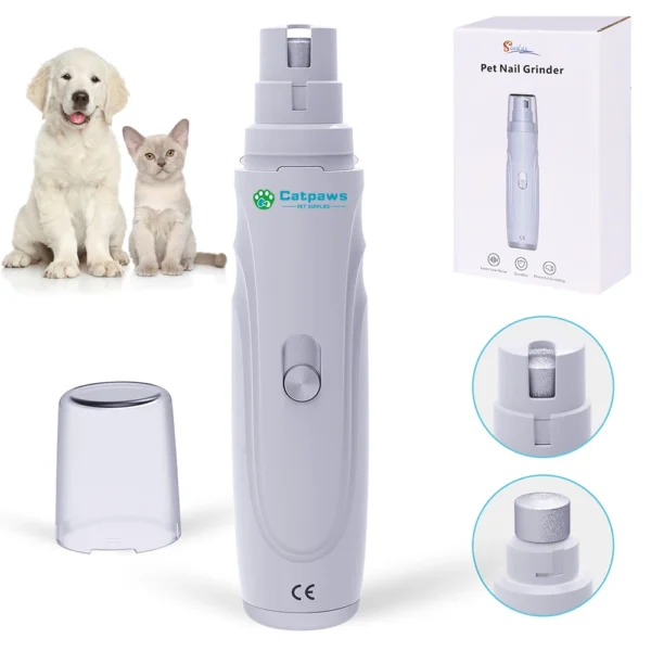 USB Rechargeable Dog Nail Grinder - Quiet Electric Claw Trimmer with 2 Speeds