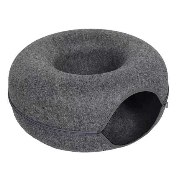 Felt Donut Cat Bed - 2-in-1 Convertible Tunnel & Lounge