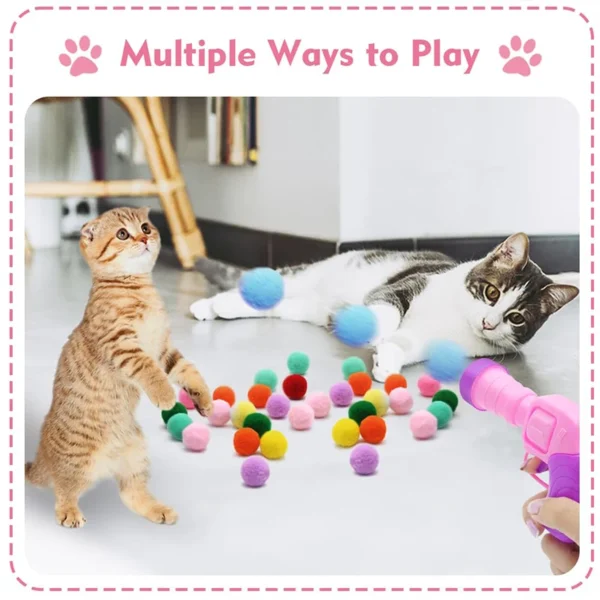 Cat Ball Launcher Toy - Plush Balls with Shooting Gun