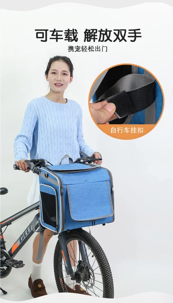 Dog or Cat Bike Basket Expandable Soft Sided Pet Carrier Backpack with 4 Open Doors Foldable Dog Bike Carrier
