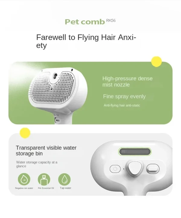 S3835f9e54de14cce8605692974acc236E.webp Electric Steamer Brush - 3-in-1 Dog Grooming with Hydration Spray