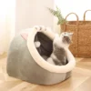 Enclosed Cat Cave Bed - Hooded Donut Design with Non-Slip Base
