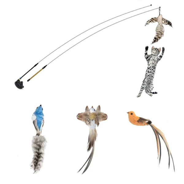 S3d7154a3235749e68c345b1de8402f59a.webp Interactive Cat Feather Toy - Suction Cup Mounted with Replaceable Feathers