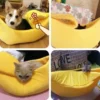 Banana Cat Bed - Cute Fruit-Shaped Pet Bed with Thick Cushion