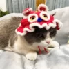 S42a2e6ce646541cea1a9fdd20e3b2d94K.webp Cute Cat Hat Funny Pets Party Cosplay Headwear Delicate Hemming Pendant Decor Elasticity Knitted Hat Pet Accessories