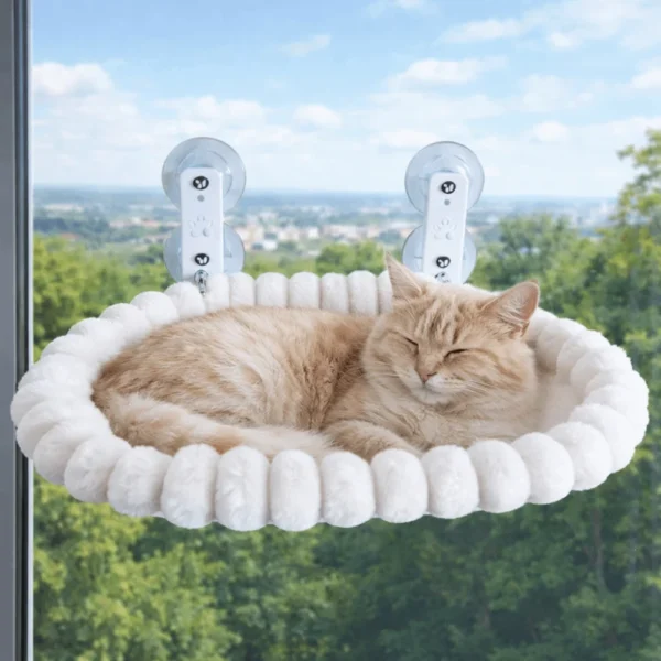 S48b7266c65f14e14a3df62bb9d03f0d5c.webp Detachable Cat Desk Hammock No-punching Strong Load-bearing Window Cat Hammock Stable Comfortable Pet Hanging Bed Balcony