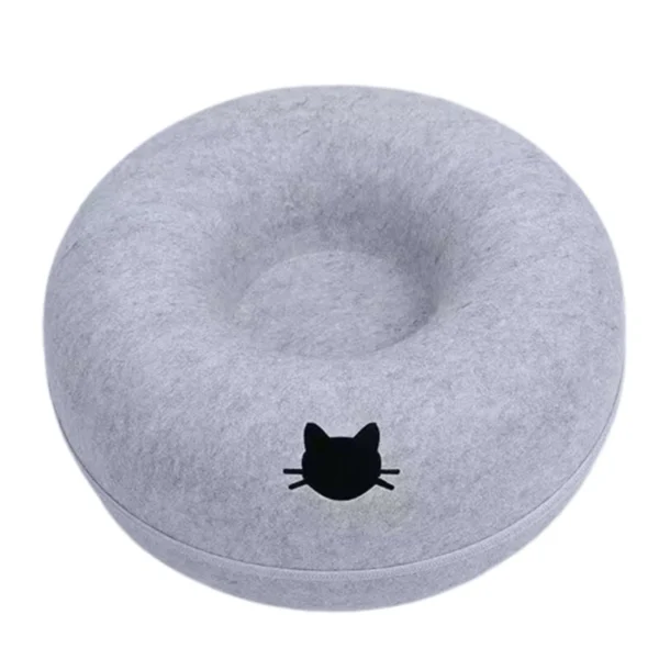 Felt Donut Cat Bed - 2-in-1 Convertible Tunnel & Lounge