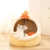 Enclosed Cat Cave Bed - Hooded Donut Design with Non-Slip Base