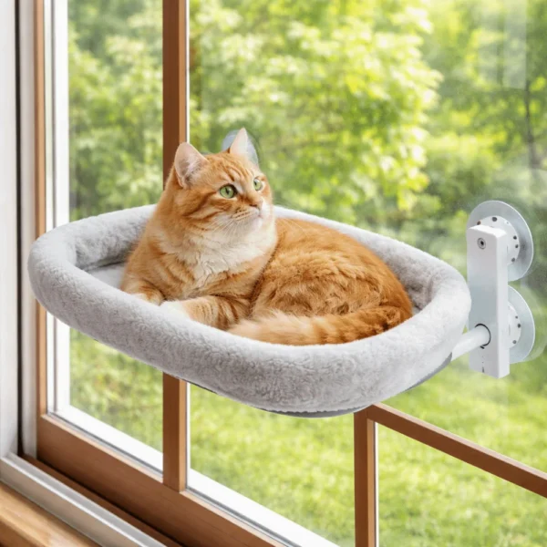 S5a1cc2e2cf4d4c2799496f100d6bbacen.webp Detachable Cat Desk Hammock No-punching Strong Load-bearing Window Cat Hammock Stable Comfortable Pet Hanging Bed Balcony