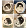 Enclosed Cat Cave Bed - Hooded Donut Design with Non-Slip Base