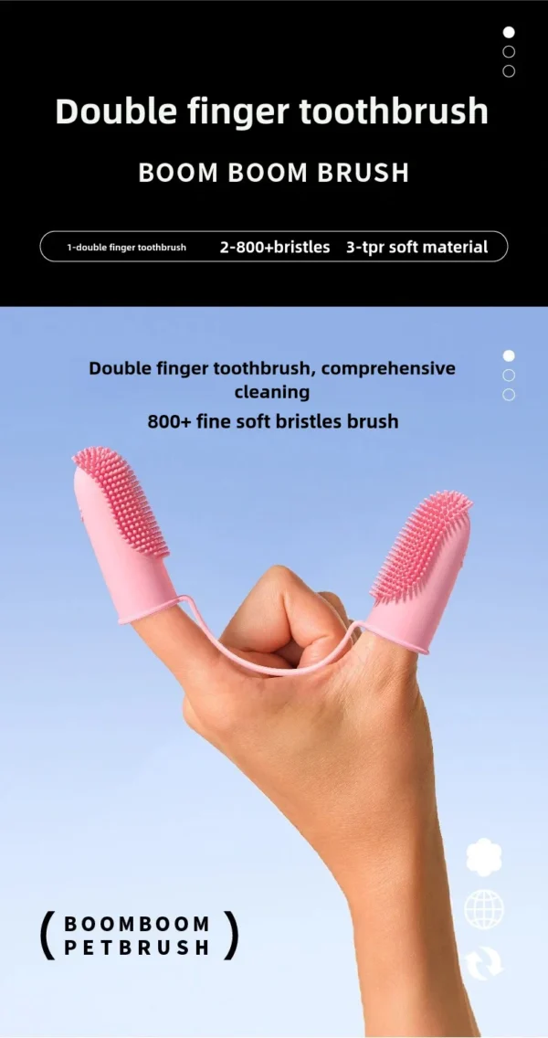 Finger Toothbrush for Pets - Food Grade Silicone Dental Care for Dogs & Cats