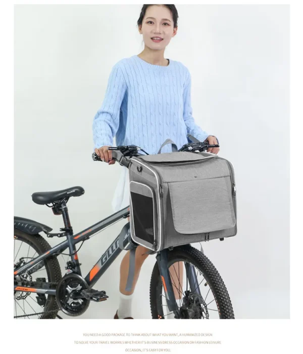 Dog or Cat Bike Basket Expandable Soft Sided Pet Carrier Backpack with 4 Open Doors Foldable Dog Bike Carrier