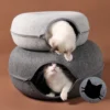 Felt Donut Cat Bed - 2-in-1 Convertible Tunnel & Lounge