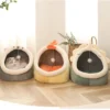 Enclosed Cat Cave Bed - Hooded Donut Design with Non-Slip Base