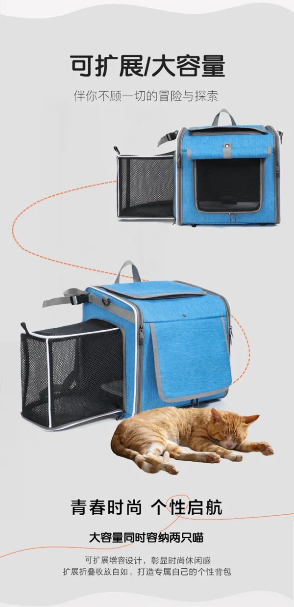 Dog or Cat Bike Basket Expandable Soft Sided Pet Carrier Backpack with 4 Open Doors Foldable Dog Bike Carrier