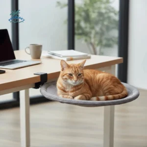 S66cf91538595416cb6fa874c1a6169e0b.webp Detachable Cat Desk Hammock No-punching Strong Load-bearing Window Cat Hammock Stable Comfortable Pet Hanging Bed Balcony