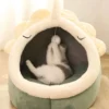 Enclosed Cat Cave Bed - Hooded Donut Design with Non-Slip Base