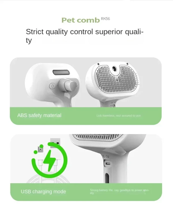 S6ff630bb6a0f41d886e5594a4a3a1998L.webp Electric Steamer Brush - 3-in-1 Dog Grooming with Hydration Spray