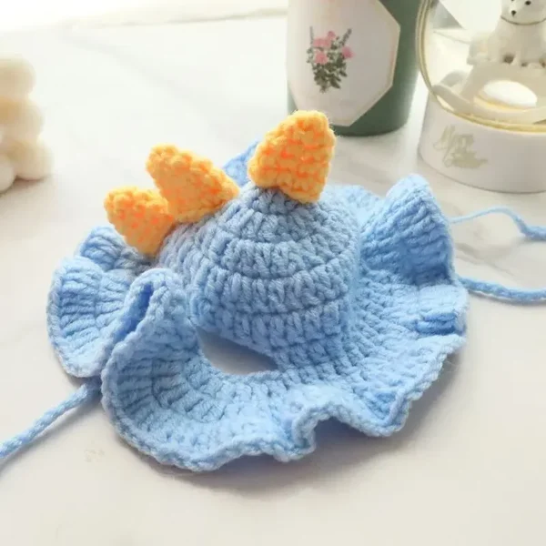 S7800b8642c8943729cb3d37617cc88eab.webp Cute Cat Hat Funny Pets Party Cosplay Headwear Delicate Hemming Pendant Decor Elasticity Knitted Hat Pet Accessories