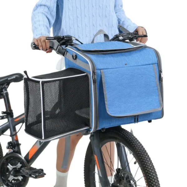 Dog or Cat Bike Basket Expandable Soft Sided Pet Carrier Backpack with 4 Open Doors Foldable Dog Bike Carrier