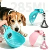 2-in-1 Portable Dog Water Bottle with Lanyard Hook Foldable Silicone Dog Bowl Leak-proof Compact Travel Pet Feeding Bottle