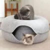 Felt Donut Cat Bed - 2-in-1 Convertible Tunnel & Lounge