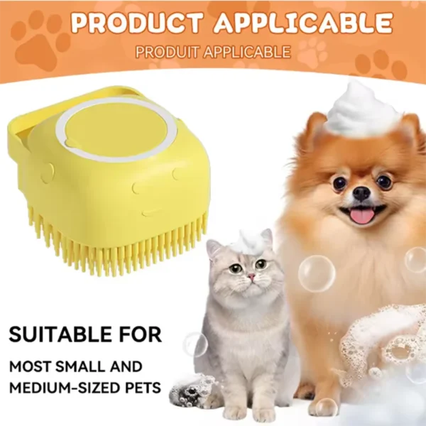 2-in-1 Pet Bath Brush - Silicone Grooming Comb & Shampoo Dispenser