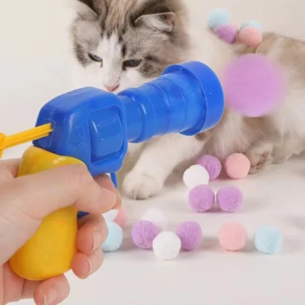 Cat Ball Launcher Toy - Plush Balls with Shooting Gun