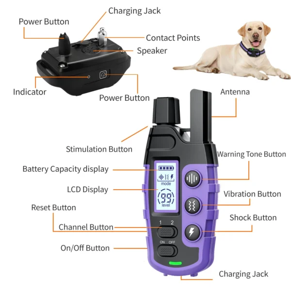 S936c1a91107449c68a6d304039590787G.webp Dog Training Collar - Long Range Remote for 5-120lb Dogs