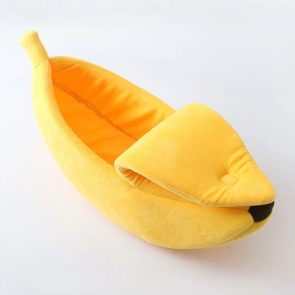 Banana Cat Bed - Cute Fruit-Shaped Pet Bed with Thick Cushion