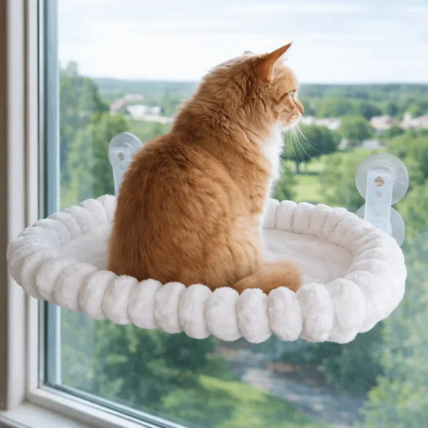 S93ae95e4a8f04420a6f1da07e30c3a3c0.webp Detachable Cat Desk Hammock No-punching Strong Load-bearing Window Cat Hammock Stable Comfortable Pet Hanging Bed Balcony