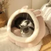 Enclosed Cat Cave Bed - Hooded Donut Design with Non-Slip Base