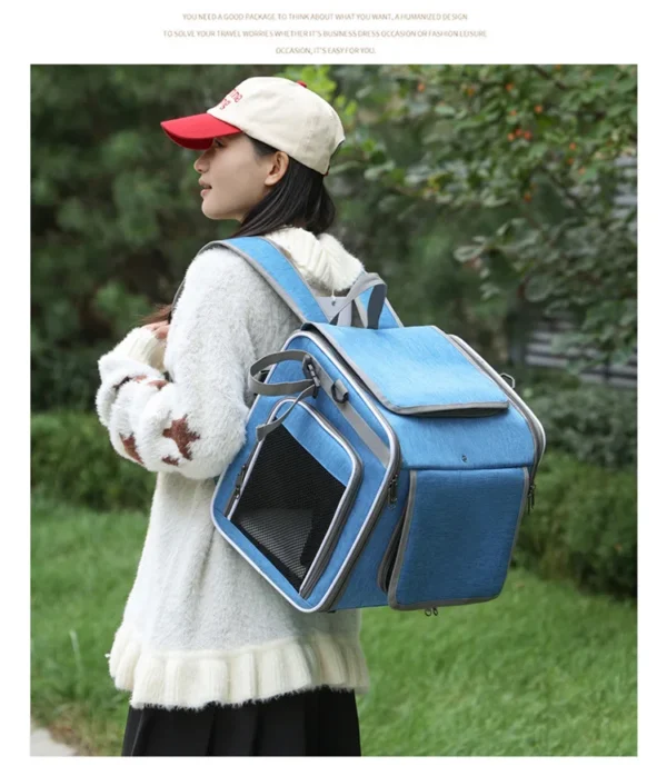 Dog or Cat Bike Basket Expandable Soft Sided Pet Carrier Backpack with 4 Open Doors Foldable Dog Bike Carrier