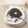 Enclosed Cat Cave Bed - Hooded Donut Design with Non-Slip Base