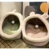 Enclosed Cat Cave Bed - Hooded Donut Design with Non-Slip Base