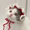 Saad1f130e9bf40e6a14f401ea773a40dy.webp Cute Cat Hat Funny Pets Party Cosplay Headwear Delicate Hemming Pendant Decor Elasticity Knitted Hat Pet Accessories