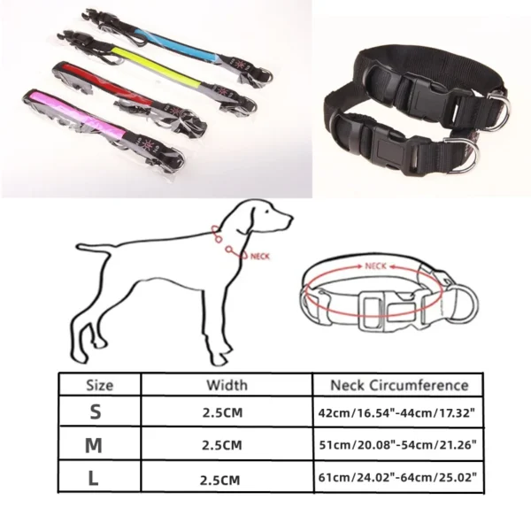 Sab3f965393214aac88b42a66ac8ec515c.webp LED Luminous Dog Collar Adjustable Flashing USB Charging Glowing Collar Night Light Harness For Big Medium Small Dogs Pet Items