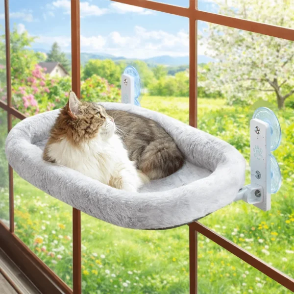 Safe946a711f34337b9e6939d8d213746l.webp Detachable Cat Desk Hammock No-punching Strong Load-bearing Window Cat Hammock Stable Comfortable Pet Hanging Bed Balcony