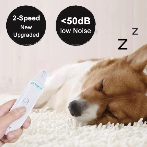 USB Rechargeable Dog Nail Grinder - Quiet Electric Claw Trimmer with 2 Speeds