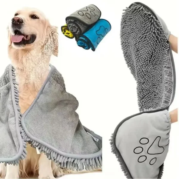 Sb4746ebf9ecb4356a4a8eb6ade372f5bm.webp Quick-Dry Pet Bath Towel - Super Absorbent Chenille Robe with Hand Pockets